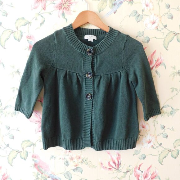 🌿 Vintage Green Cropped Cardigan - Picture 1 of 8